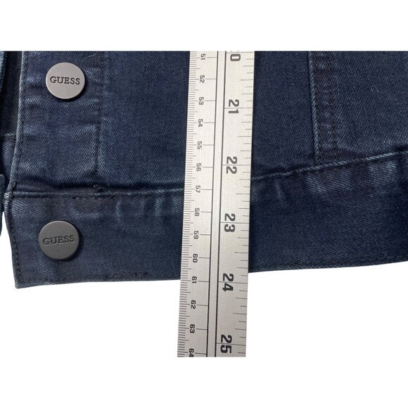 Guess Womens Dark Wash Denim Jacket S With Button Pockets Size Small NWOT - Picture 10 of 12